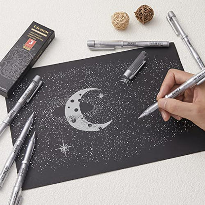 Qionew Silver Gel Pens, 3 Pack, Silver Gel Ink Pen Set for Art Highlight | Fine Point Gel Ink Pen, Opaque Archival Ink Pens, Silver Pen for Black Paper Drawing, Illustration, Card Making, Journaling - size: 1 Count (Pack of 3), style: Silver