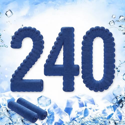 QBrand 240 Pack Cooling Towels, 40"x12" Ice Breathable Chilly Sweat Rag Microfiber Workout Rags for Gym Towels for Neck and Face for Yoga Golf Sport Running (BU-240) - color: Bu-240