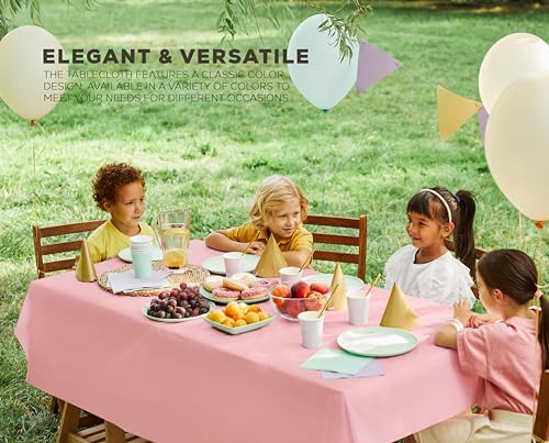 Utopia Kitchen Plastic Table Cloth Disposable (12 Pack - 54x108 Inch) Pink Rectangle Tablecloth Waterproof Stain Resistant Party Table Cover - color: Pink, size: 54X108 Inch - 12PC