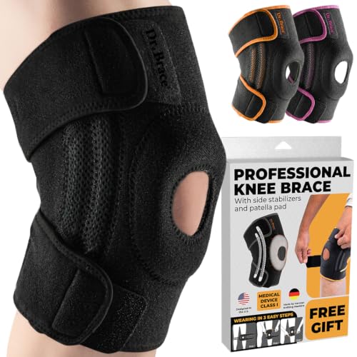 DR. BRACE ELITE Knee Brace with Side Stabilizers & Patella Gel Pads for Maximum Knee Pain Support and fast recovery for men and women-Please Check How To Size Video (Pluto, Small) - color: Pluto, size: Small