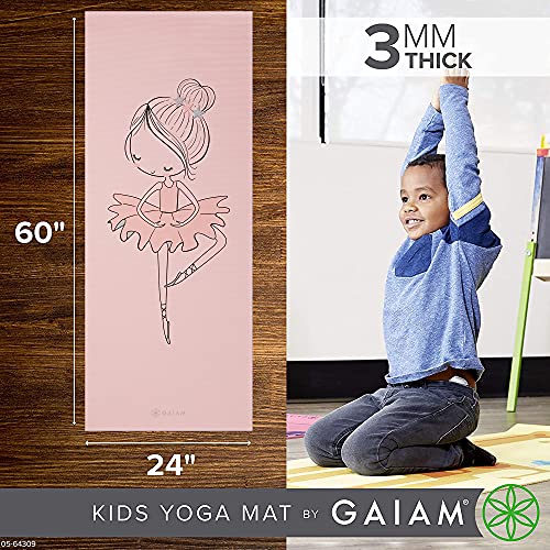 Gaiam Kids Printed Yoga Mat, Non-Toxic, Fun Design, 3mm - color: Ballerina