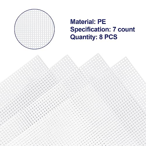 Caydo 8 Pieces 7 Count Plastic Canvas Sheets, Plastic Mesh Sheet | for Cross Stitch, Making Aquarium Dividers, Knit Crochet Projects, 10.5 x 13.5 Inch - color: Clear White - 8pcs