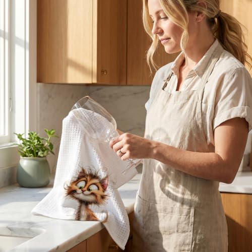 4 Pcs Funny Cat Kitchen Towels, Cute Cats Gifts Reusable Hand Towels-05 - color: Multi 1622
