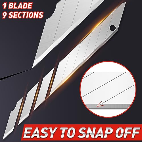 DIYSELF 50 Pack Utility Knife Blades, 9mm Snap Off Blades (30°) | Razor Knife Box Cutter Blades Refills for Detail Cutting, Segmented Edge, Precision Trimming for Paper, Vinyl, Film, Crafts - size: 50-Pack(30°)