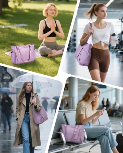 sportsnew Yoga Mat Bag Waterproof Tote Gym Bag Mat Carrier W/Wet Pocket - color: Lavender