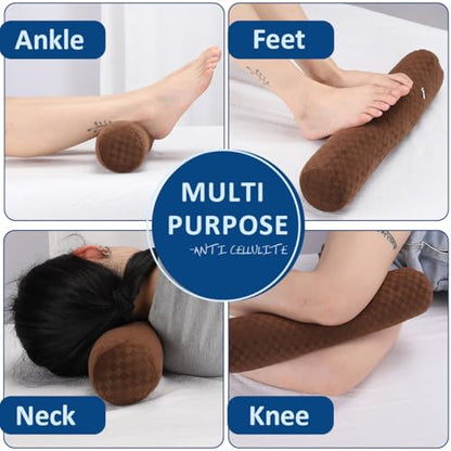 Neck Roll Pillow,Cervical Neck Pillow Bolster Pillow for Sleeping | Cotton neck roll, machine-washable cover, supports neck, legs, back & sleeping, slim bolster for bed & yoga - color: Checkerboard--brown