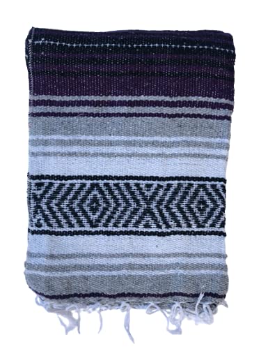 Authentic Mexican Falsa Blanket Perfect for Yoga,Beach, Camping,Picnic, Car seat Cover, Home Throw Decor(Purple) - color: Purple
