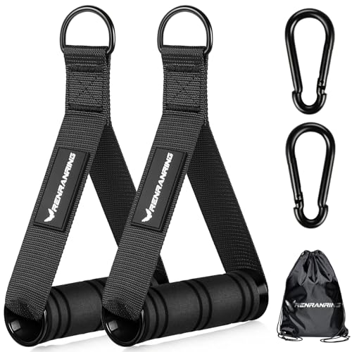 RENRANRING Gym Exercise Handles, Replacement Handle Attachments for Cable Machine Pulleys, Resistance Band and Strength Trainer, Pull Down Workout Accessories, Home Gym Add On Equipment - color: Black