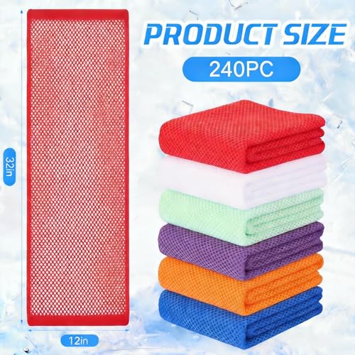 QBrand 240 Pack Cooling Towels, 40"x12" Ice Breathable Chilly Sweat Rag Microfiber Workout Rags for Gym Towels for Neck and Face for Yoga Golf Sport Running (MU-240) - color: Mu-240