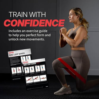 SPRI Mini Loop Bands Kit, Set of 3 - Light, Medium, Heavy Resistance Bands for Lower Body Workouts, Toning Muscles, and Exercise