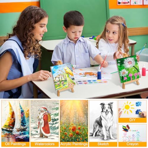 150 Pack Mini Canvas with Easel for Painting Wood,4 X 4 Inch | Stretched Canvas Panels with Wood Tabletop Easels, Art Supplies for Classroom Crafts Birthday Paint Party Favors Projects - size: 3 x 3 Inch