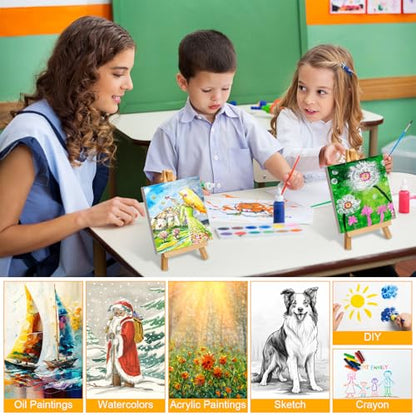 150 Pack Mini Canvas with Easel for Painting Wood,4 X 4 Inch | Stretched Canvas Panels with Wood Tabletop Easels, Art Supplies for Classroom Crafts Birthday Paint Party Favors Projects - size: 3 x 3 Inch