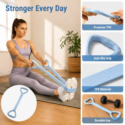 Figure 8 Resistance Band for Workout, Stretching, Yoga, Pilates, Physical Therapy and Home Fitness, TPE Exercise Band - color: Blue