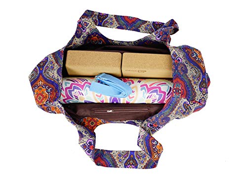 Aozora Yoga Mat Bag Large Yoga Mat Tote Sling Carrier with Pockets Fits Mats with Multi-Functional Storage Pockets Light and Durable - color: Celestial