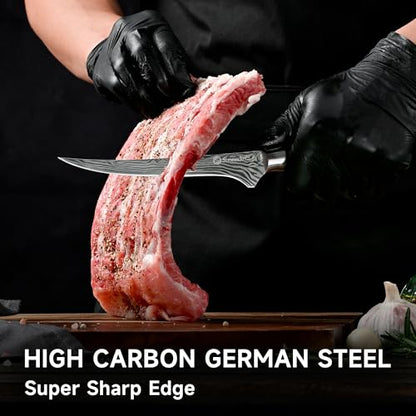 BBQ Carving Knife Set,Slicing and Boning Knife for Meat Cutting | German High Carbon Stainless Steel Carving Knife for Meat and Turkey - color: 12 inch Carving Knife with 7 inch Boning Knife