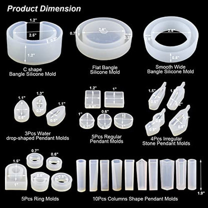 LET'S RESIN 30pcs Resin Jewelry Molds, Jewelry Molds for UV Resin, Resina Silicone Molds kit with Bracelet,Pendant,Ring for Epoxy Casting