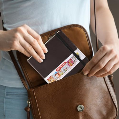 5x5 Pocket Sketch Book,80gsm Hardcover Art Sketchbook for Drawing Journal | PU Cover,Blank Paper,96Sheets/192Pages,Lay-Flat,Portable Travel Creation Paint Diary Memo Planner,Dry Media.Dark Brown - color: PU Cover-5x5in-Dark Brown