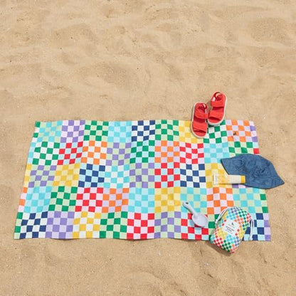 Dock & Bay Kid's Towel - Quick Dry, Sand Free - Compact, Lightweight - 100% Recycled - Includes Bag - Check Me Out - Large (160x90cm, 63x35) - color: Check Me Out, size: Large (160x90cm, 63x35")