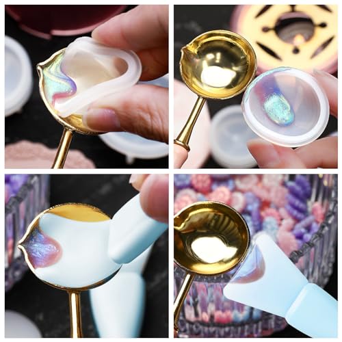 WANDIC Blue Silicone Sealing Wax Stamp Cleaning Tools Mixing Scrapers Spoon Silicone Cleaning Tools for Sealing Wax Stamp - color: Blue