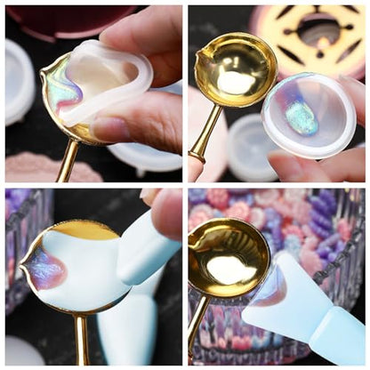 WANDIC Blue Silicone Sealing Wax Stamp Cleaning Tools Mixing Scrapers Spoon Silicone Cleaning Tools for Sealing Wax Stamp - color: Blue