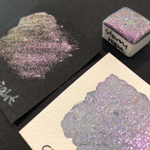 IUILE Handmade Watercolor Paints - Night Dot Card (6 colors). Color Shift, Metallic, Shiny, Shimmer - color: Night Dot