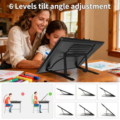 HIUKCOLED Rechargeable A3 Light Pad, Battery Powered Light Board with Foldable Stand, top Clip, 3 Colors/Stepless/6-level Brightness, Wireless LED Tracing Box for Diamond Painting,Drawing,Sketching - style: A3 Stand