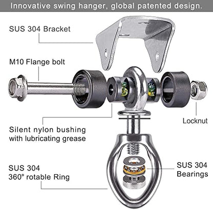BeneLabel Heavy Bag Hanger for Punching Bag Beam Mount Hardware 360° Rotation Boxing Bag Ceiling Mount I-Beam Hanger for Hanging Heavy Punching Bags Wall Hangers - color: Silver