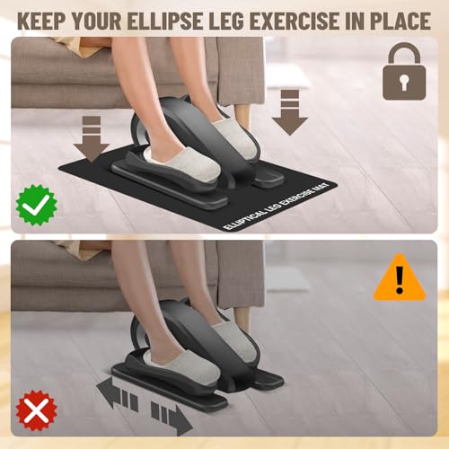 Under Desk Elliptical Mat - Non-Slip Exercise Equipment for Peloton Bike, Small Exercise Mat for Desk Workout Equipment - color: Black 1 Pc