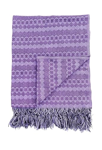 Del Mex Mexican Rebozo Shawl Blanket Doula - color: Lavender/White, size: Regular (6 ft x 2.5 ft)