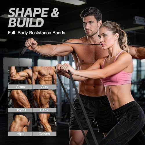 Pull Up Bands, Resistance Bands Set, Exercise Workout Bands for Men & Women, Ideal for Body Stretching, Physical Therapy and Muscle Training - color: Black