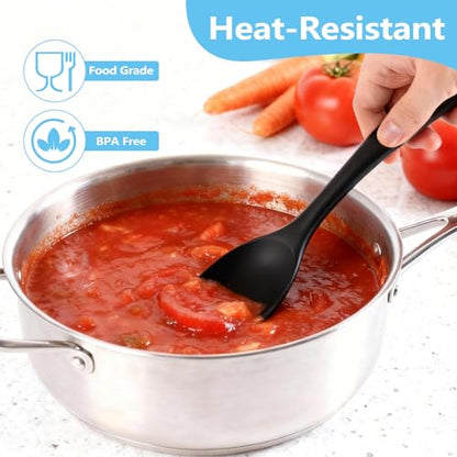 Mini Silicone Spatula Spoon Set, 4-Piece Rubber Spoonula for Kitchen Utensils, Spatulas Silicone Heat Resistant, Non-Stick Flexible Scrapers & Spoons for Baking, Cooking, Mixing, Cake