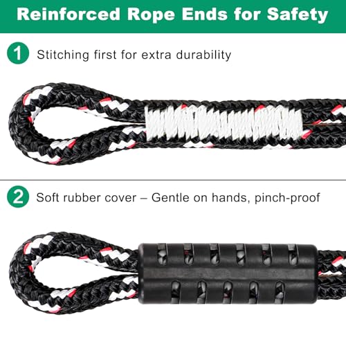 SELEWARE 3FT Heavy Duty Tree Swing Ropes, Adjustable Hammock Tree Straps | 2 Pcs Black Swing Straps Hanging Kit w/Stainless Steel Carabiners for Indoor Outdoor Swing Hammock Playground Set Accessories - size: 3ft (2 Pcs)