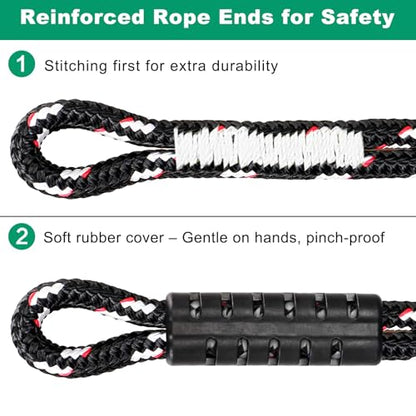 SELEWARE 5FT Heavy Duty Tree Swing Ropes, Adjustable Hammock Tree Straps | 2 Pcs Black Swing Straps Hanging Kit w/Stainless Steel Carabiners for Indoor Outdoor Swing Hammock Playground Set Accessories - size: 5ft (2 Pcs)