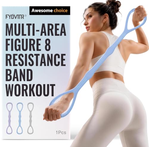 Upgraded Figure 8 Resistance Bands, Resistance Bands for Arms & Full Body Workout, Stretch Resistance Band with Handles for Yoga, Pilates, Toning, Home Fitness & Physical Therapy - color: 25LB Blue