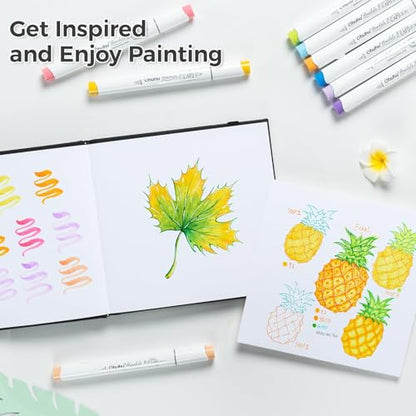 Ohuhu 6.3"x6.3" Marker Paper Pad Art Sketchbook for Drawing and Sketching | Mini Sketch Book - 120 LB/200 GSM Smooth Drawing Paper - 30 Sheets/60 Pages - PU Hardcover Sketch Pad for Alcohol Markers - size: 6.3" x 6.3"