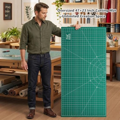 23"x47" Large Self Healing Non-Slip Cutting Mat, Double Sided 5-Ply Black Green Mat for Quilting, Sewing, Fabric, Crafts and Scrapbooking