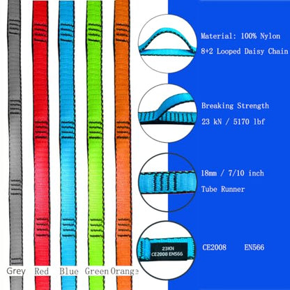 53 Inches Nylon Daisy Chains Rope Climbing Lanyard Straps Looped Strong Slings 23 kN Aerial Yoga Webbing - color: 1PC Blue
