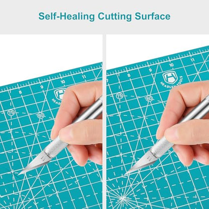 Headley Tools 12"x12" Rotating Cutting Mat, Self Healing Mat with 360-Degree Rotation & Anti-Slip Base, Sewing Board Cutting Mat Perfect for Fabric Quilting Leather Hobby Project, Turquoise - color: Turquoise, size: 12"L x 12"W