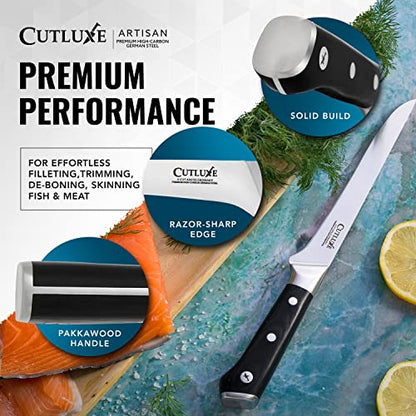 Cutluxe Carving Knife Set, Brisket Slicing & Boning Knife for Meat & BBQ | Razor Sharp German Steel, Full Tang Ergonomic Handle – Grilling Gift for Men, Artisan Series - size: 2 Pcs BBQ Set
