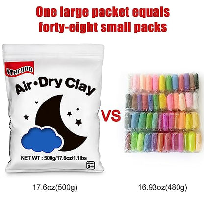 ifergoo 500g Blue Air Dry Clay, 1.1LBS DIY Creative Modeling Clay for Kids | Refill Foam Magic Clay for School Art & Craft Project, Slime Supplies, Ultra-light & Soft, Gift for Age 3-12 Boys & Girls - color: Blue/500g