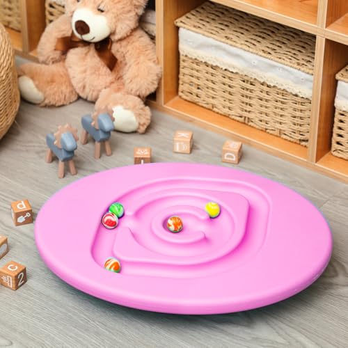 Seenelling Kids Maze Balance Board Sensory Training Toy, Pink, Round - color: Pink, style: Round