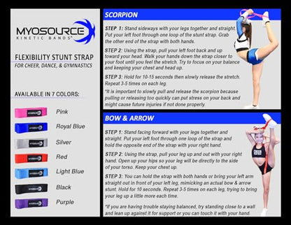 Myosource Kinetic Bands Cheerleading Flexibility Stunt Strap - Improve Stretching and Stunts for Cheer Dance Gymnastics & Physical Therapy – Stocking Stuffers Present for Kids Girls Adults - 12 Colors - color: Teal