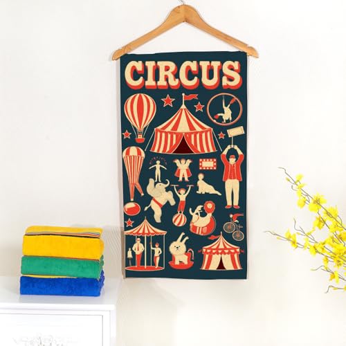Cute Funny Circus Bath Towel 15X30 Inch Washcloths Face/Body/Hair/Hand Towel for Spa Gym Yoga Swim Bathroom Kitchen Hotel - color: Cute Funny Circus
