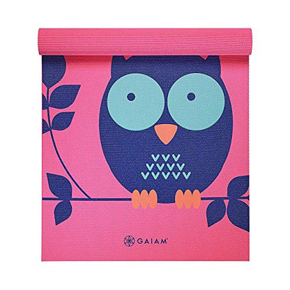 Gaiam Kids Printed Yoga Mat, Non-Toxic, Fun Design, 3mm - color: Owl