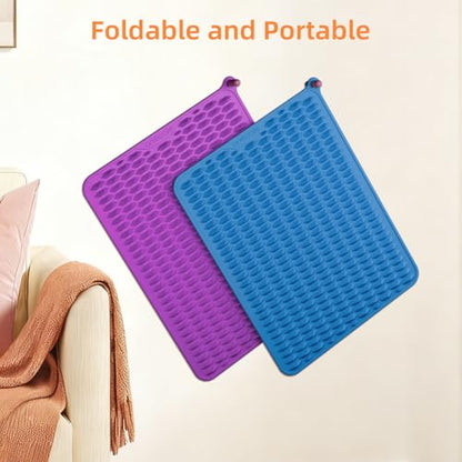 Acupressure Mat for Foot Massage, Silicone Foot Reflexology Mat | Portable Feet Mat for Plantar Fasciitis Relief and Muscle Relaxation - color: Blue