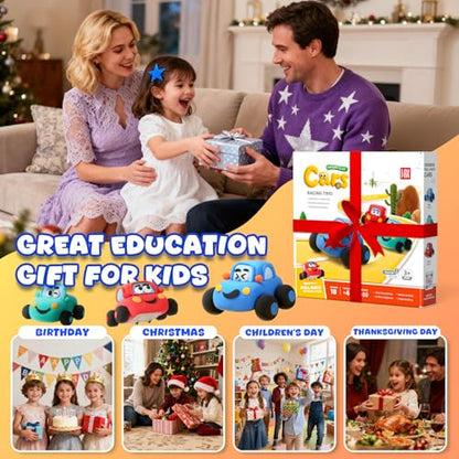 Air Dry Clay Kit for Kids - 3 Boxes Pull Back Car Making | Modeling Clay with Sculpting Tools, Base, Backing Board, Tutorial, Ultra Light & Soft, Creative DIY Arts and Crafts Toys - color: Racine Trio