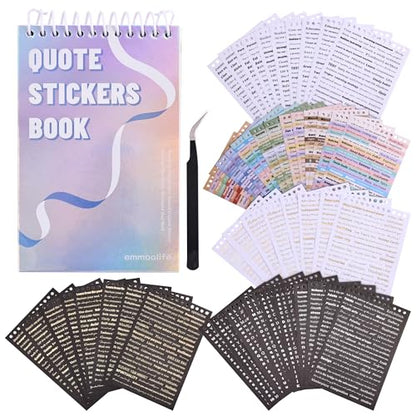 3000+ Pcs Word Stickers for Journaling, 50 Sheets Gold Foil Art Scrapbook Quote Stickers for Junk Journal, Scrapbooking Supplies Small Talk DIY Decorative Gift for Women Teen Girls - style: Quote Style 2