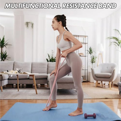 Figure 8 Resistance Band, Figure 8 Resistance Bands for Women Men,Resistance Band Figure for Working Out, Non-Slip Handles, Home Gym, Yoga & Physical Therapy - color: 15lb Pink + 25lb Gray