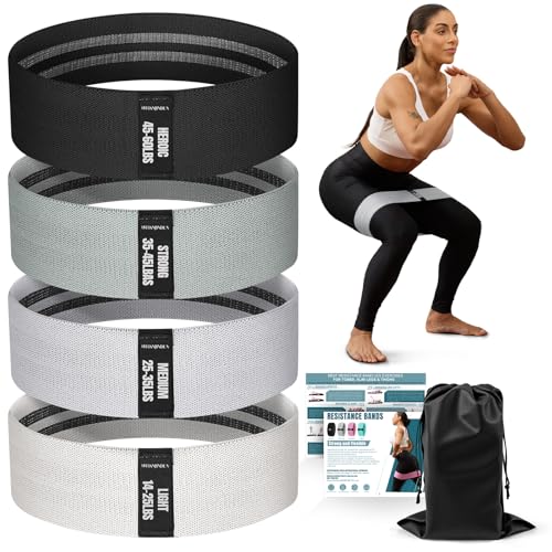 Lianjindun Booty Resistance Bands for Legs & Glutes, Non-Slip Workout Set | Exercise Bands for Working Out, Pilates, Yoga, Home Gym, Booty, Leg, Heroic/Strong/Medium/Light Fabric Loops for Women Men - color: Gradient Gray