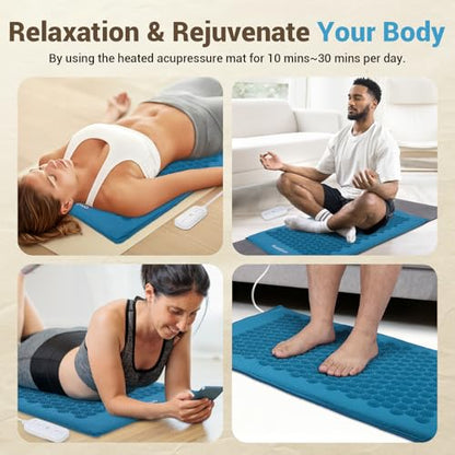 Comfytemp Heated Acupressure Mat for Back, FSA Eligible Heating Pad 17"x33"
